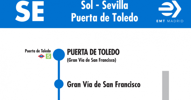 Tabla de horarios y frecuencias de paso en sentido vuelta Línea SE 712: Sol - Sevilla - Puerta de Toledo
