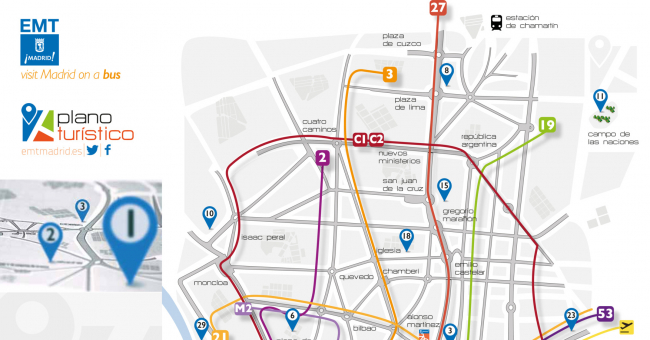 Plano Turístico de Autobuses EMT de Madrid