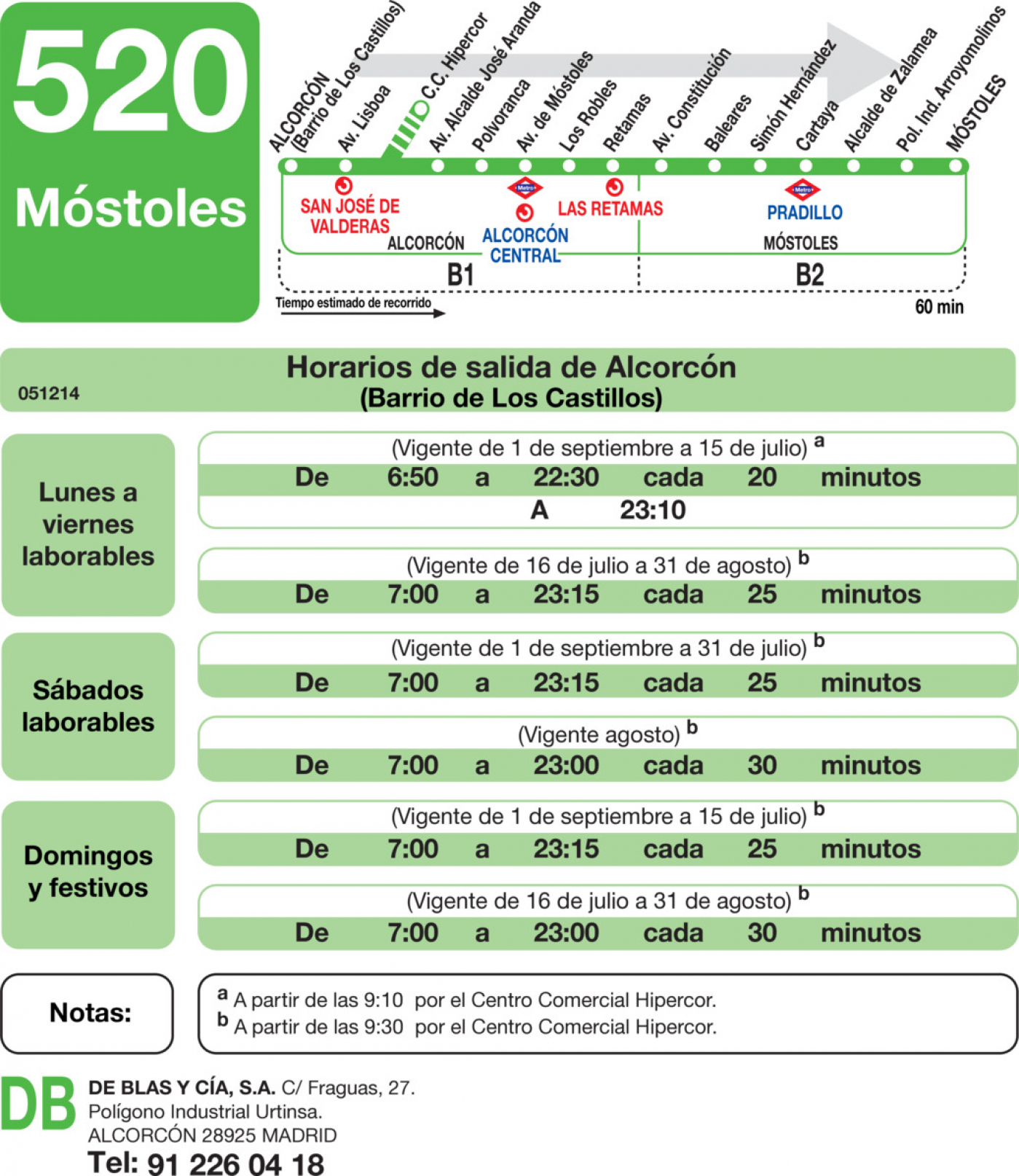 horarios tib 520