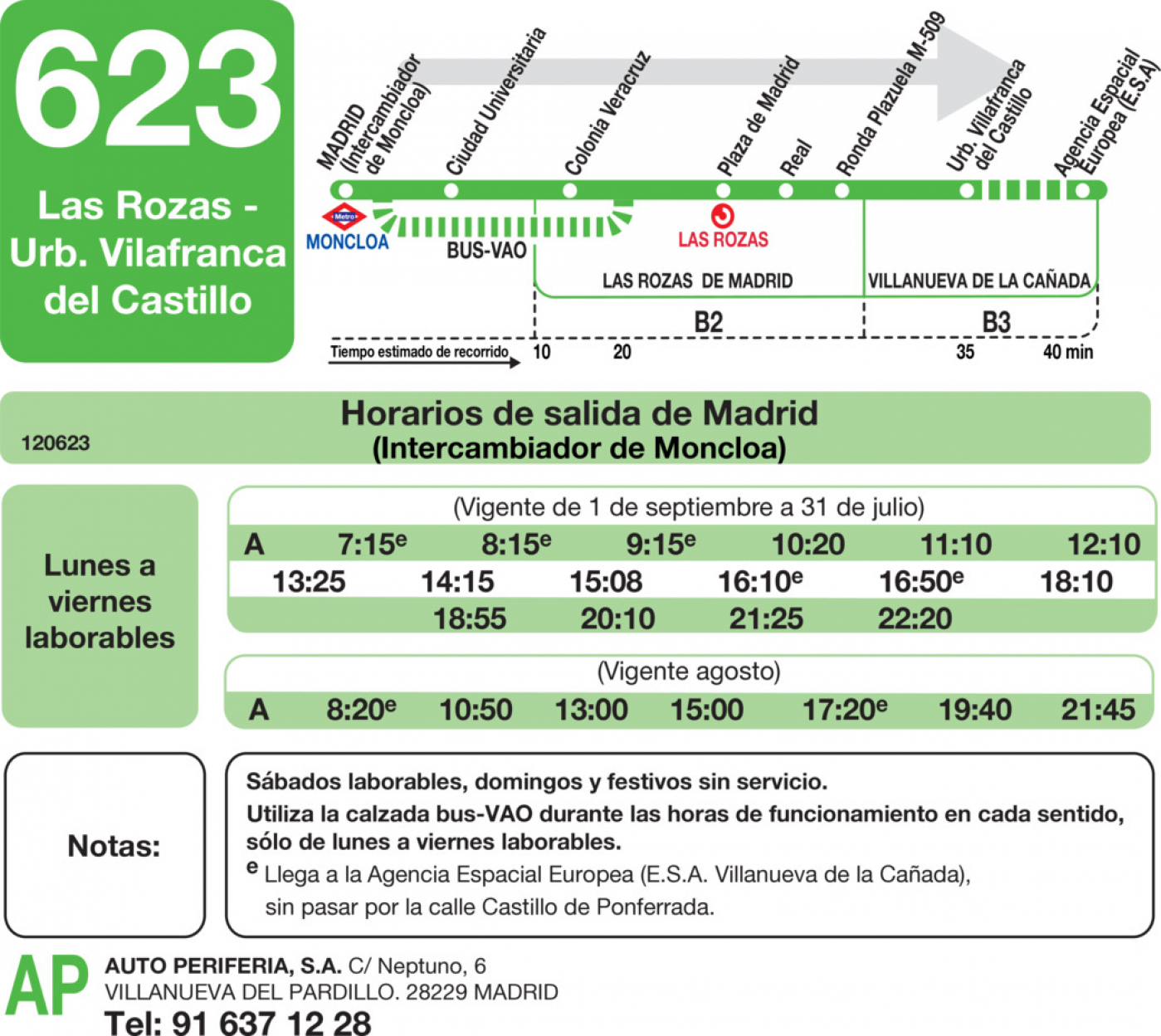 horarios 627 agosto