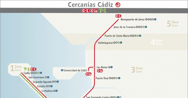 Plano de RENFE Cercanías Cádiz