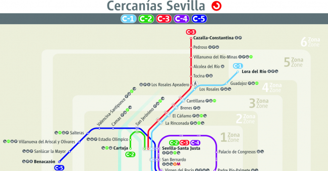 Plano de RENFE Cercanías Sevilla