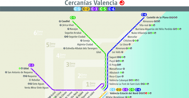 Plano de RENFE Cercanías Valencia