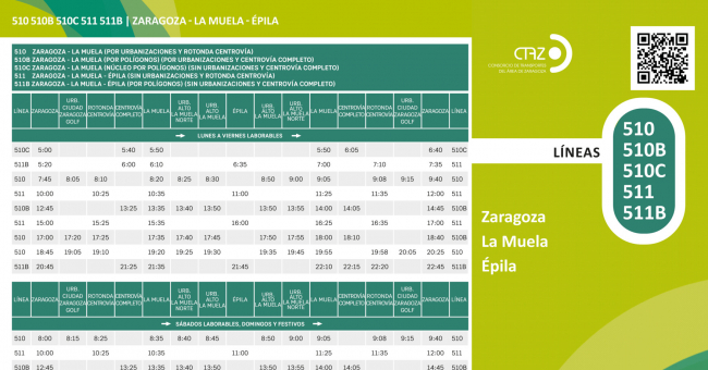 Recorrido esquemático, paradas y correspondencias Línea 511: Zaragoza - Épila